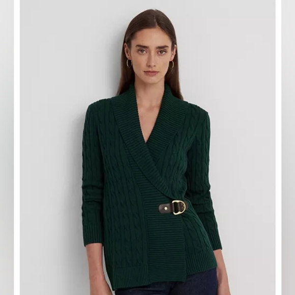 Ralph Lauren Black label Cotton Shawl Collar Sweater buckle size Medium - Picture 14 of 14